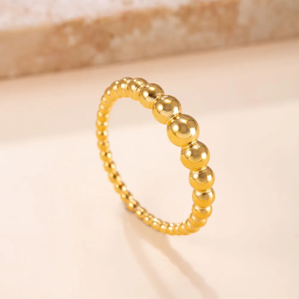 Cross-Border New Stainless Steel Ring Casting Round Bead Love Couple Ring Fashion Design Sense Titanium Steel Jewelry Wholesale