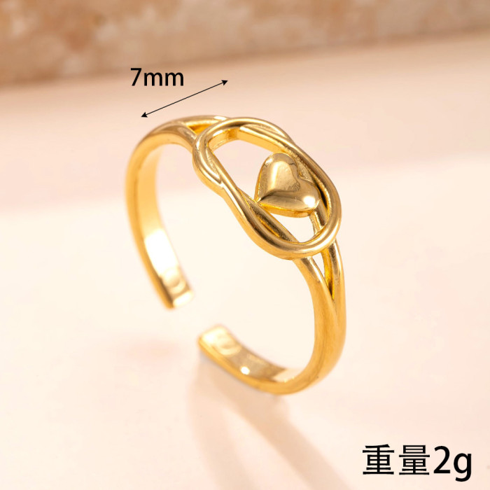 New Stainless Steel Ring Casting Hollow Heart Open Ring Women's Fashion Design Titanium Steel Jewelry Factory