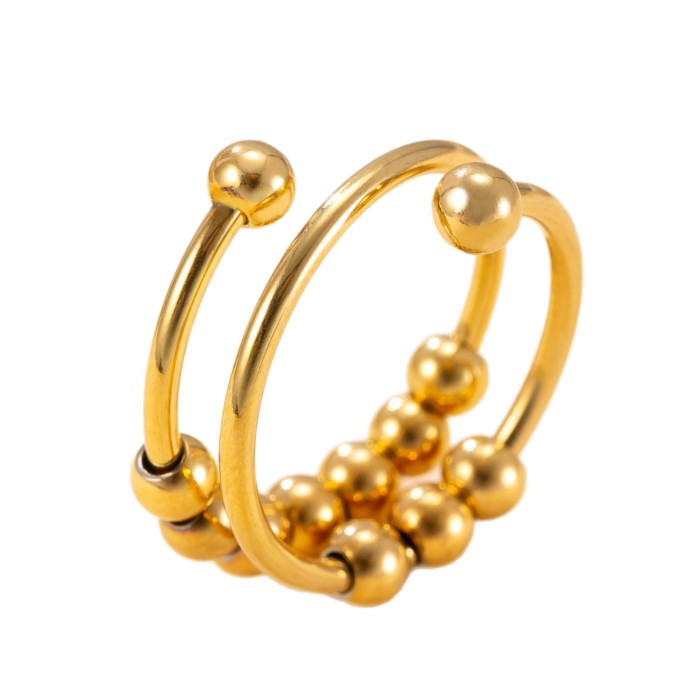 Stainless Steel Ring Multi-Layer Steel Bead Stress Relief Ring Creative Design Titanium Steel Jewelry Factory Direct...