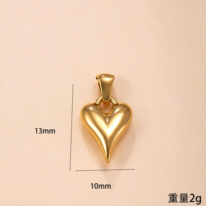 Single Pendant Hot-Selling Stainless Steel Necklace Light Luxury Niche Smooth Heart Titanium Steel Accessories DIY Je...