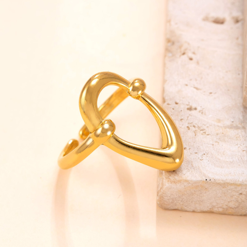 European and American Cross-Border Stainless Steel Ring Casting Irregular O-Shaped Ring for Women Niche Fashion 18K Gold Plated Titanium Steel Jewelry