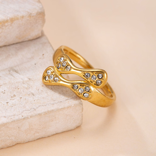 European and American Cross-Border Stainless Steel Jewelry Personality Design Sense Ring Casting Irregular Inlaid Diamond Titanium Steel Ring Wholesale Factory