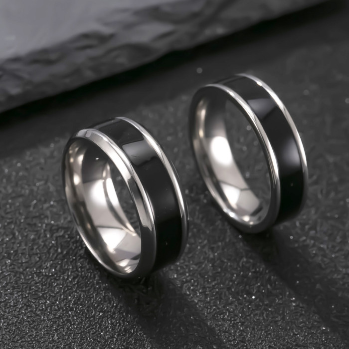 Hot Sale Stainless Steel Men's Ring Black Oil Drip Ring High-End Versatile Index Finger Ring Titanium Steel Jewelry M...