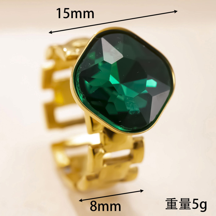 Retro High-end Stainless Steel Ring Hydraulic Hollow Zircon Inlaid Ring Gold Plated Titanium Steel Jewelry Wholesale...