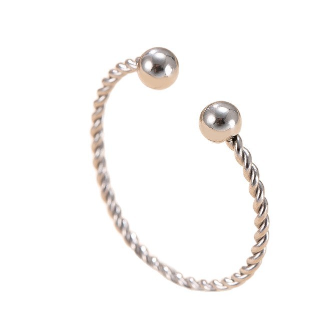 New Stainless Steel Stacking Rings Round Bead Fine Twist Open Rings Fashion Simple Titanium Steel Jewelry Manufacturer