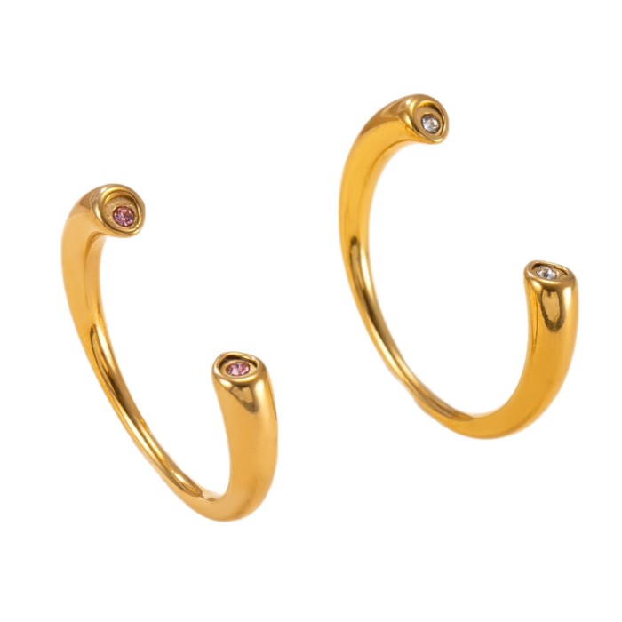 Cross-Border New Stainless Steel Ring Casting Diamond Inlaid Open Ring Fashionable High-End Feel 18K Gold Plated Titanium Steel Jewelry