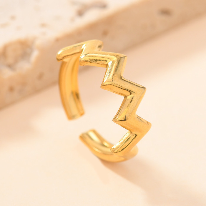 New Product Stainless Steel Ring Fashionable Personality Hydraulic Wave Ring Irregular Wrinkle Open Ring Jewelry