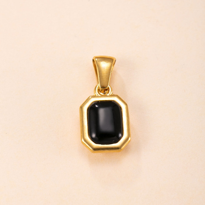 Single Pendant Cross-Border Stainless Steel Casting Jewelry Square Natural Stone Necklace Accessories Simple Elegant Titanium Steel Jewelry Factory