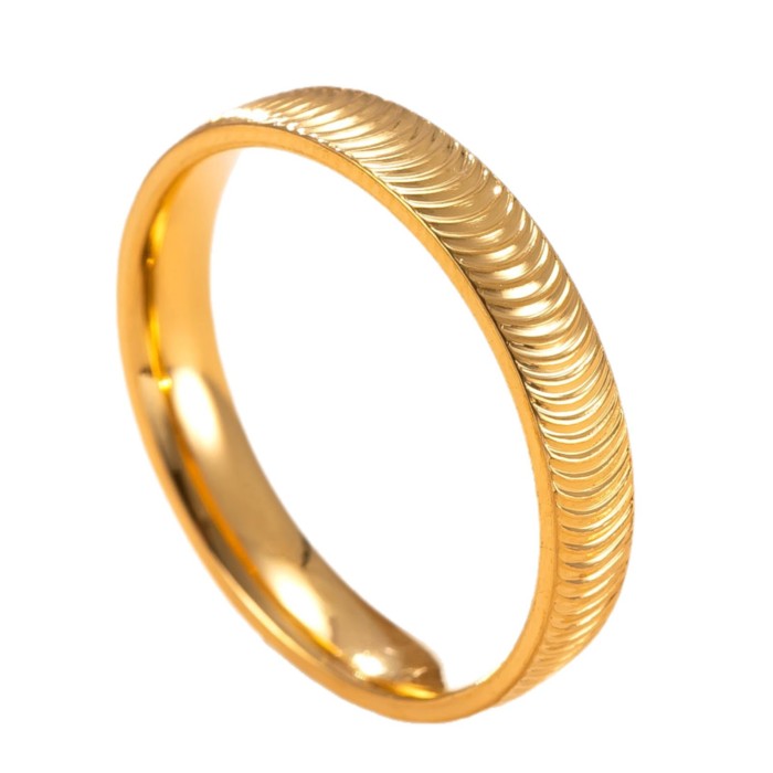 New Stainless Steel Jewelry Wave Plain Ring Fashion Light Luxury 18K Gold Plated Titanium Steel Couple Ring Factory