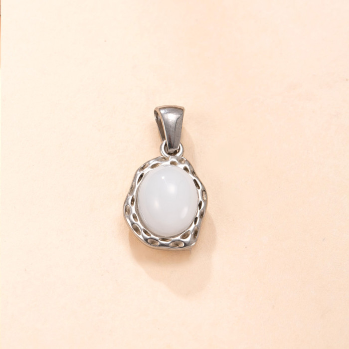 Single Pendant Cross-Border Stainless Steel Necklace Irregular Natural Stone Necklace Accessories Vintage Light Luxury Titanium Steel DIY Jewelry