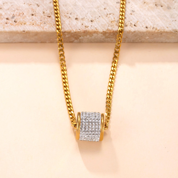 Single Pendant Stainless Steel Jewelry Casting Small Waist Stone-Set Titanium Steel Necklace Light Luxury High-End DIY Accessories