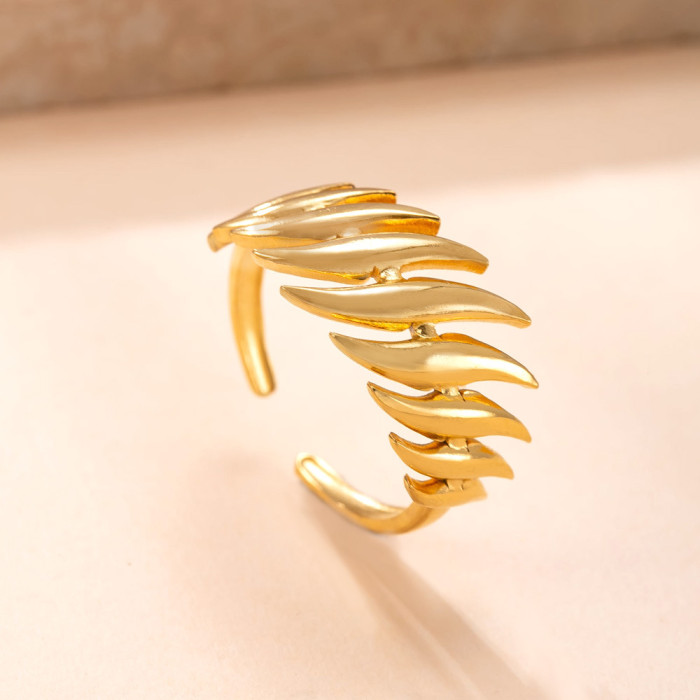 Amazon Stainless Steel Ring Hydraulic Diagonal Open Ring Light Luxury Design Titanium Steel Jewelry Wholesale Factory