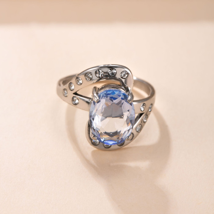 Cross-Border Hot-Selling Titanium Steel Jewelry Niche High-End Index Finger Ring Hollow Zircon Inlaid Stainless Steel Ring Wholesale Factory