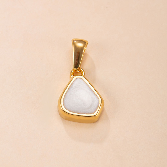 Single Pendant Stainless Steel Casting Geometric Drop Color Oil Necklace Light Luxury Minority Plated 18K Gold Titani...