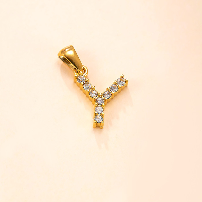 Single Pendant New Arrival Stainless Steel Ornament Stone 26 Letter Necklace Fashion High Sense DIY Ornament Access...