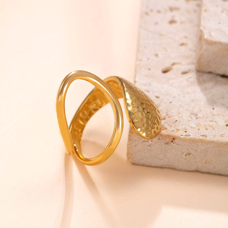 Cross-Border Hot-Selling Stainless Steel Ring Hydraulic Hollow Open Ring Personality Design Titanium Steel Jewelry Factory Direct Sale