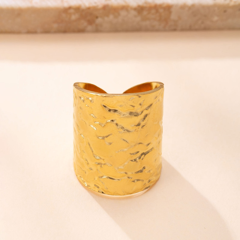 Cross-Border Hot-Selling Stainless Steel Ring Hydraulic Wide Open Ring for Women Light Luxury High-End Titanium Steel Jewelry Wholesale Factory