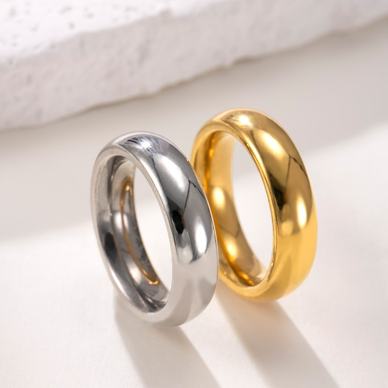 Cross-Border Hot-Selling Stainless Steel Ring 3/4/6/8mm Inner and Outer Ball Glossy Plain Ring Fashion Titanium Steel Jewelry Factory