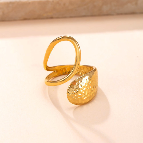 Cross-Border Hot-Selling Stainless Steel Ring Hydraulic Hollow Open Ring Personality Design Titanium Steel Jewelry Factory Direct Sale