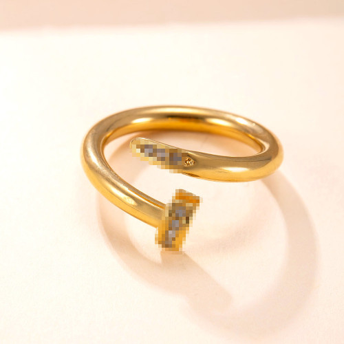 Cross-Border Hot-Selling Stainless Steel Ring for Women, Light Luxury Design Sense, Nail-Inlaid Diamond Titanium Steel Non-Fading Ring Wholesale