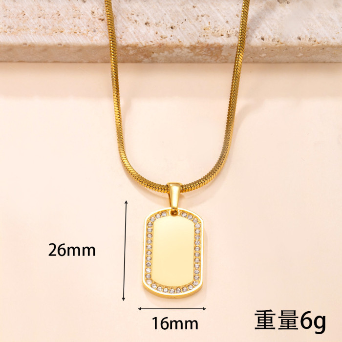 Single Pendant Cross-Border Stainless Steel Jewelry Fashion Versatile Cast Inlaid Diamond Heart Round Smooth Necklace Accessories Factory