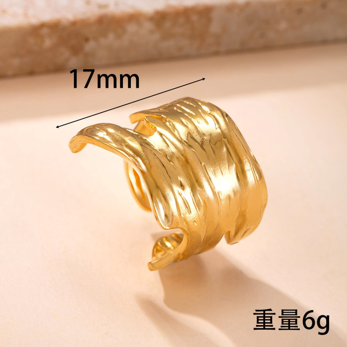 Stainless Steel Rings for Women Irregular Geometric Lines Open Ring Fashion Plated 18K Gold Titanium Steel Jewelry