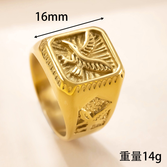 Hot Selling Stainless Steel Jewelry Casting Eagle Men's Ring Retro Punk Style Titanium Steel Ring Factory Direct Sale