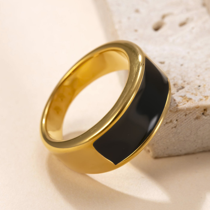 Amazon Stainless Steel Ring Black Oil Resistant Non-Fading Pigment Ring Simple High-End Titanium Steel Jewelry Factory
