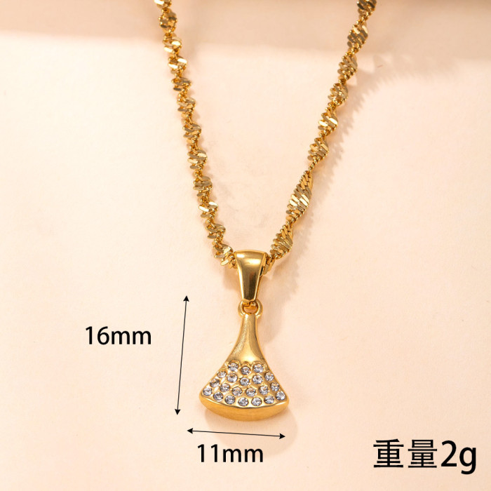 Single Pendant Hot Selling Cast Stone-Studded Stainless Steel Necklace Accessories Fashionable Elegant DIY Titanium...