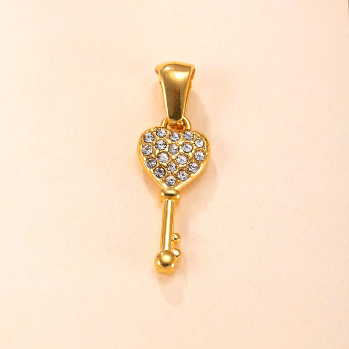 Single Pendant Hot Selling Cast Stone-Studded Stainless Steel Necklace Accessories Fashionable Elegant DIY Titanium...
