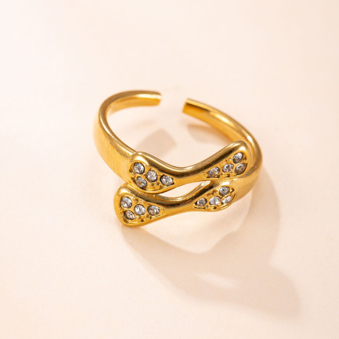 Stainless Steel Jewelry Personality Design Sense Ring Casting Irregular Stone-Inlaid Titanium Steel Ring Wholesale...