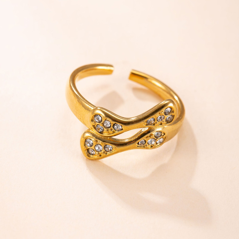 European and American Cross-Border Stainless Steel Jewelry Personality Design Sense Ring Casting Irregular Inlaid Diamond Titanium Steel Ring Wholesale Factory
