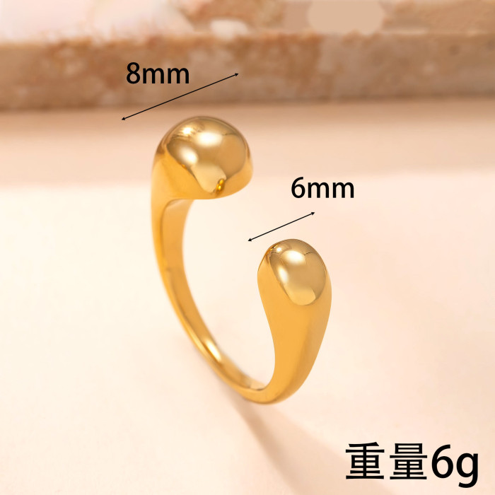 Stainless Steel Ring Casting Spherical Open Ring Fashion Simple Vacuum Electroplated Titanium Steel Jewelry Factory