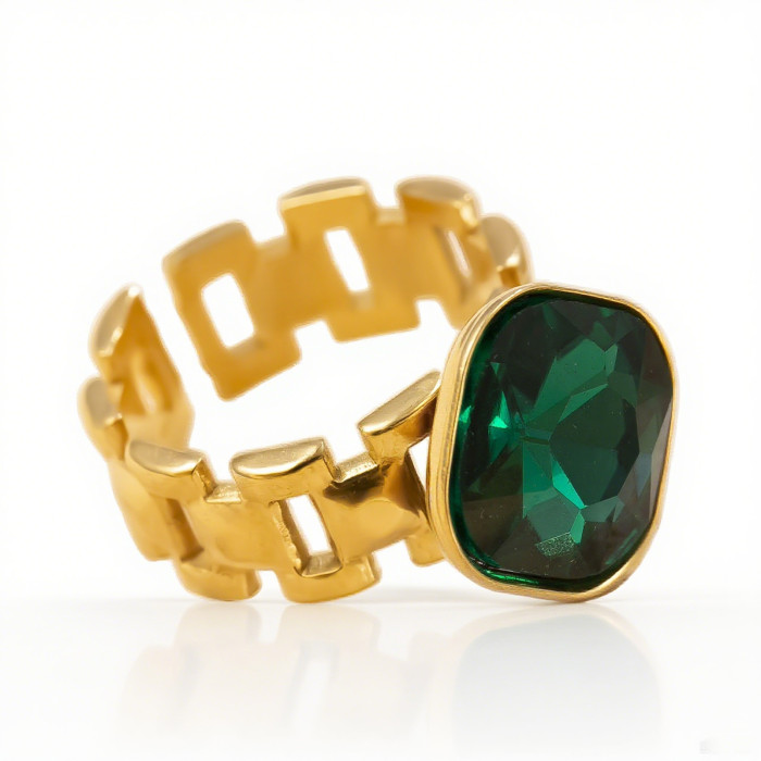 Retro High-end Stainless Steel Ring Hydraulic Hollow Zircon Inlaid Ring Gold Plated Titanium Steel Jewelry Wholesale...