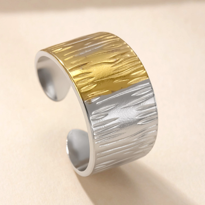 Hot Selling Stainless Steel Ring Fashionable Personality Adjustable Open Ring Hydraulic Gold Titanium Steel Jewelry M...