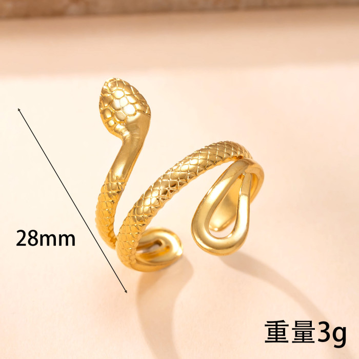 Hot-Selling Titanium Steel Jewelry Hydraulic Snake-Shaped Hollow Stacking Rings Fashionable Design Stainless Steel Ri...
