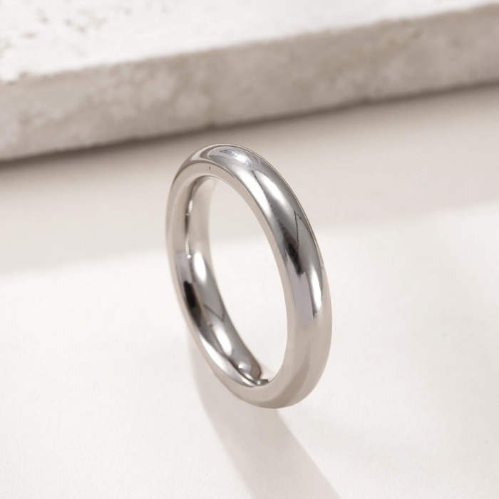 Hot-Selling Stainless Steel Ring 3/4/6/8mm Inner and Outer Ball Glossy Plain Ring Fashion Titanium Steel Jewelry Factory