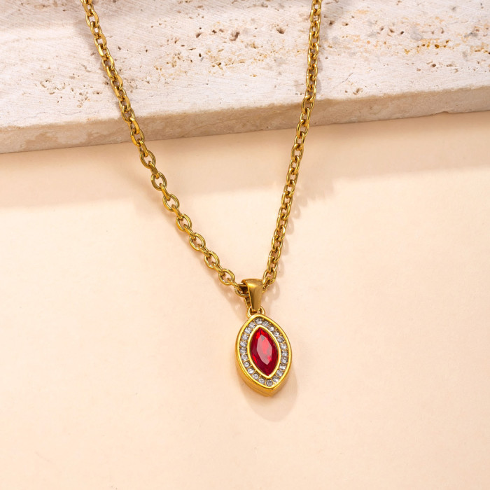 Single Pendant Stainless Steel Casting Jewelry Stone-Studded Necklace Accessories Light Luxury High-End Titanium St...