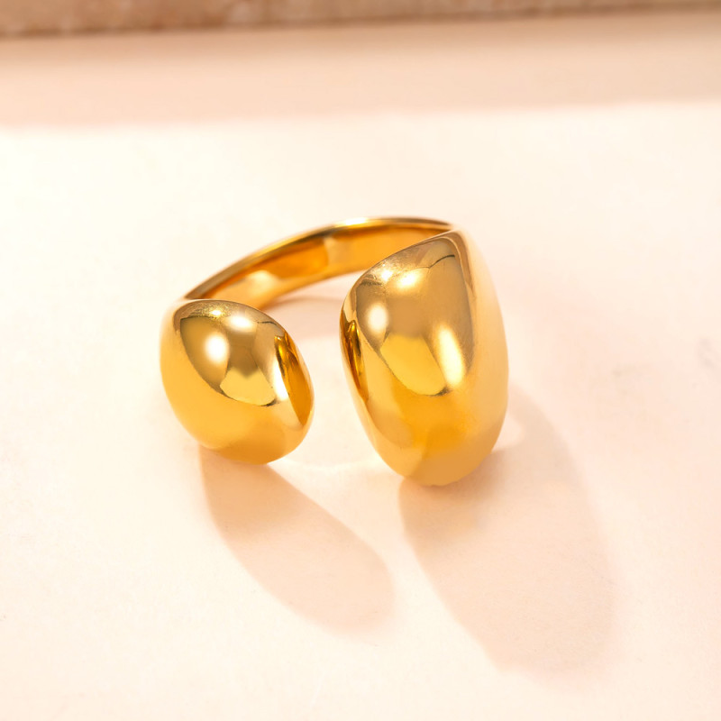 Cross-Border New Titanium Steel Jewelry Casting Irregular Smooth Open Ring Fashion Creative Stainless Steel Ring Wholesale