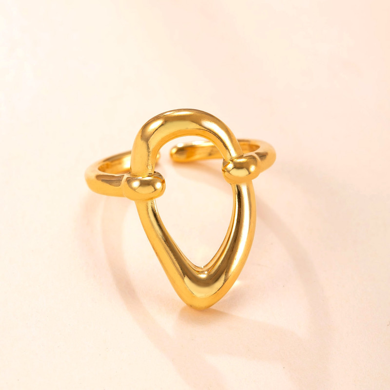 European and American Cross-Border Stainless Steel Ring Casting Irregular O-Shaped Ring for Women Niche Fashion 18K Gold Plated Titanium Steel Jewelry