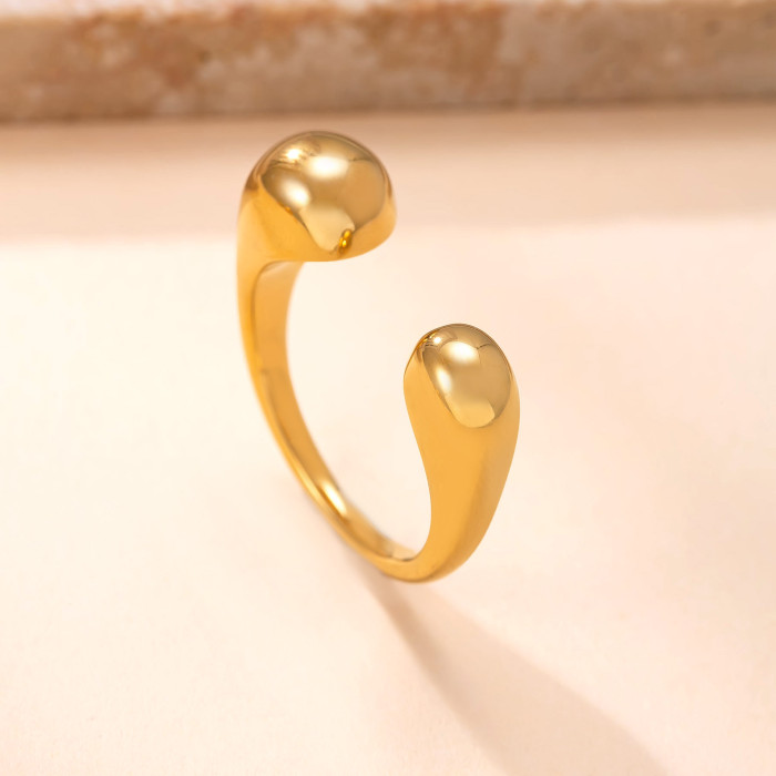 Stainless Steel Ring Casting Spherical Open Ring Fashion Simple Vacuum Electroplated Titanium Steel Jewelry Factory