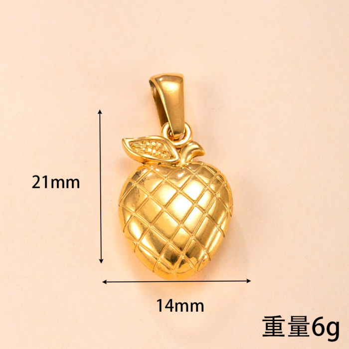 Single Pendant Cross-Border Stainless Steel Jewelry Casting Fruit Inlaid Diamond Necklace Accessories Design Sense DIY Titanium Steel Jewelry Factory