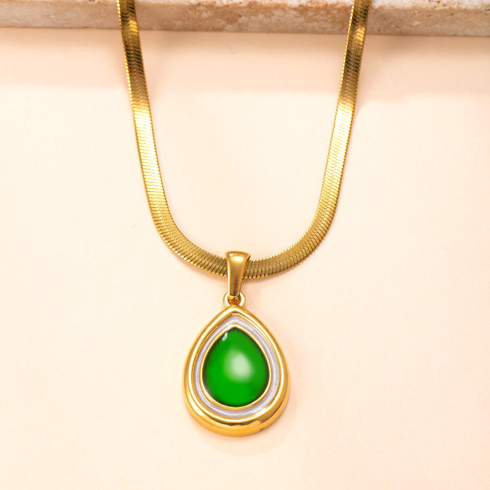 Single Pendant Stainless Steel Casting Water Drop Shape Oil Drop Necklace Vintage High-End Titanium Steel Jewelry DIY...