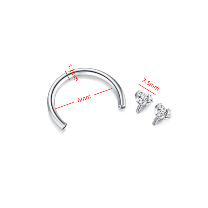 Stainless Steel U-Shaped Horseshoe Nose Ring Inlaid with 5A Zircon Fully Stone-Set Piercing Jewelry Directly From Manufa...