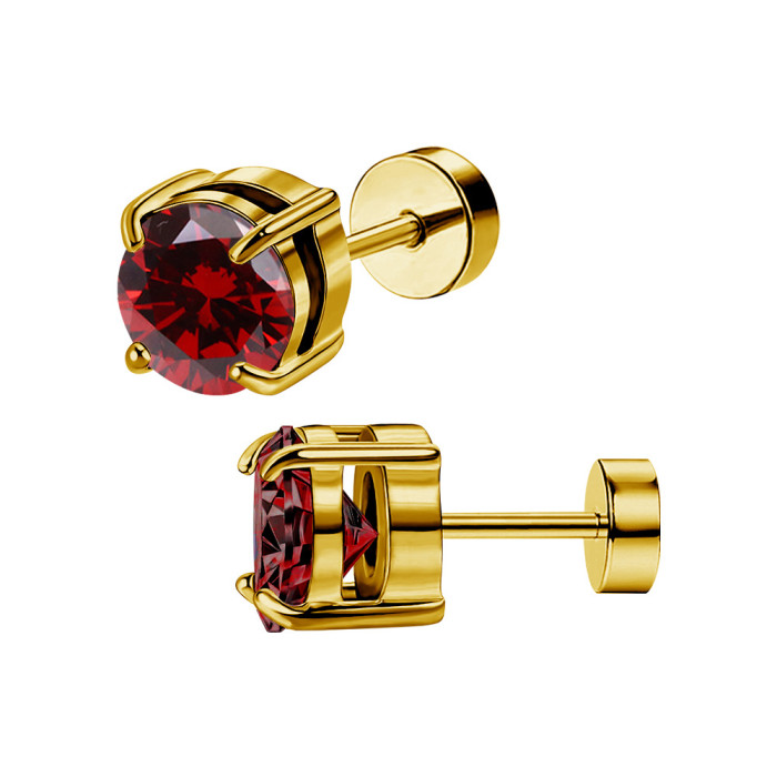 Korean Fashion Style 316L Four-Prong Zircon Earrings Ear Bone Studs Double Layer Zircon Elegant Earrings Piercing Jewelry