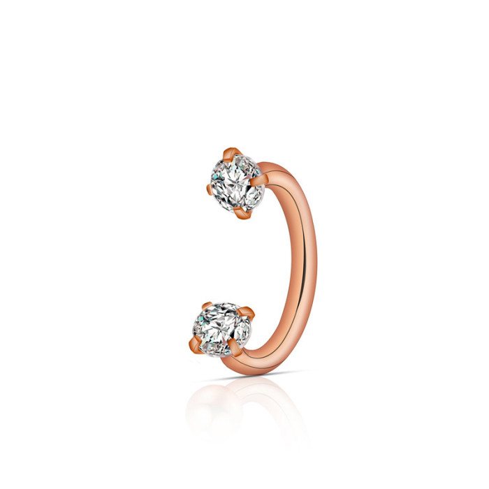 Stainless Steel U-Shaped Horseshoe Nose Ring Inlaid with 5A Zircon Fully Stone-Set Piercing Jewelry Directly From Manufa...