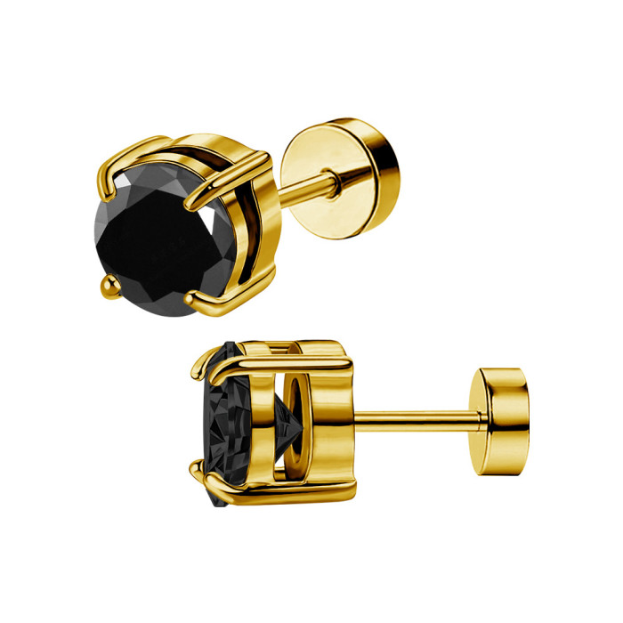 Korean Fashion Style 316L Four-Prong Zircon Earrings Ear Bone Studs Double Layer Zircon Elegant Earrings Piercing Jewelry
