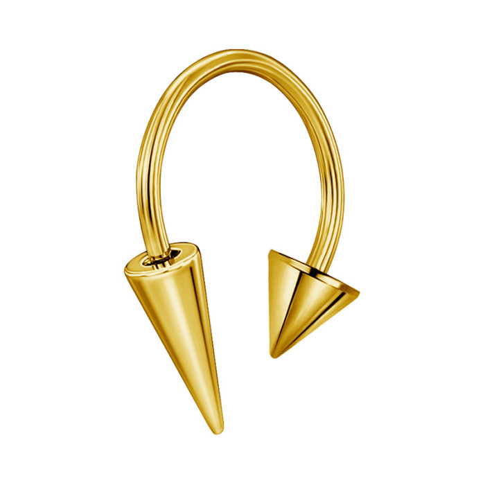 Cross-Border Stainless Steel Pointed Cone Lip Ring Personality Cool Punk Horseshoe Nose Ring Lip Stud Demon Stud Piercing Lip Jewelry Ear Cartilage Ring