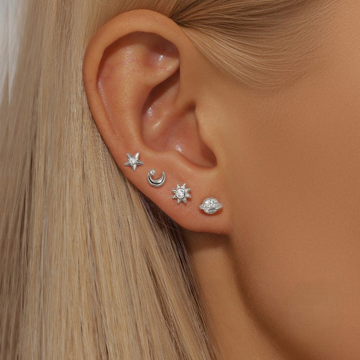 Minimalist Star and Moon Hot-Selling Element Earrings Set from Amazon, Best-Selling Elegant Versatile Earrings