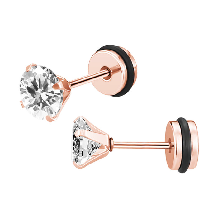 Cross-Border Fashion Titanium Steel Design Zircon Earrings for Men and Women Simple Small Earrings Ear Bone Studs Ear Jewelry Manufacturer Wholesale